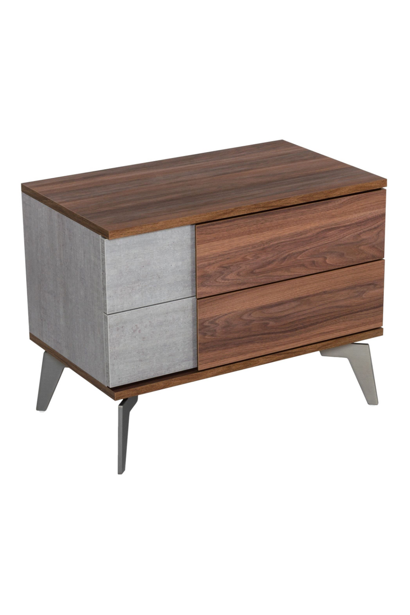 Concrete and Walnut 2-Drawer Nightstand | OROA Modern Palermo | Oroatrade.com