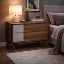 Concrete and Walnut 2-Drawer Nightstand | OROA Modern Palermo