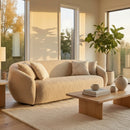 3 Seater Beige Fabric Sofa | OROA Modern Belinda