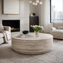 Round Travertine-Inspired Coffee Table | Oroa Modern Roma | Oroatrade.com