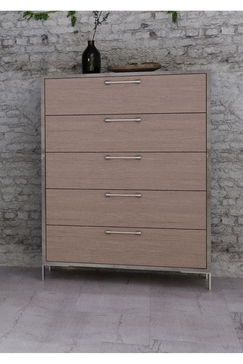 Brown Oak 5-Drawer Chest | OROA Modern Boston | Oroatrade.com