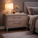 Brown Oak 2-Drawer Nightstand | OROA Modern Boston