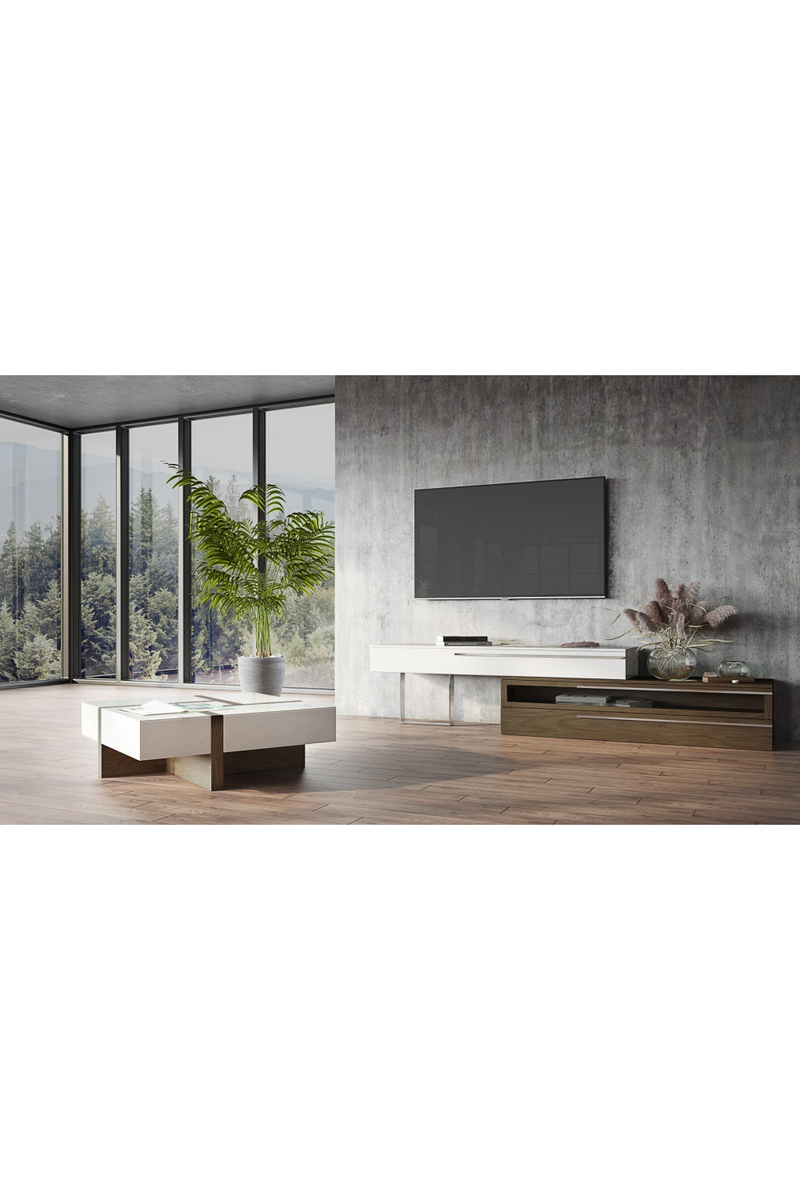 White & Walnut TV Stand | OROA Modern Karlstad | Oroatrade.com