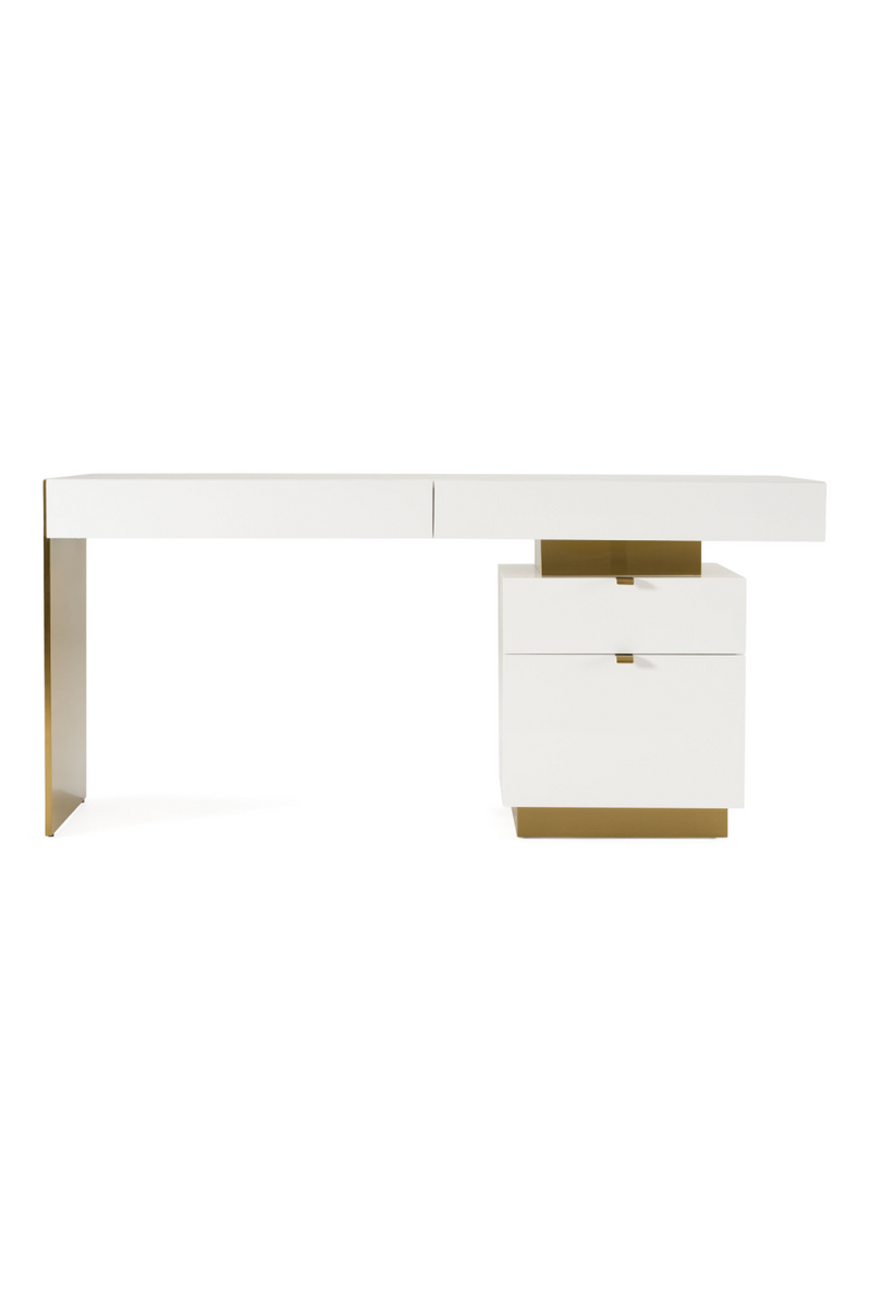 White Gloss 4-Drawer Desk | OROA Modern Trahan | Oroatrade.com