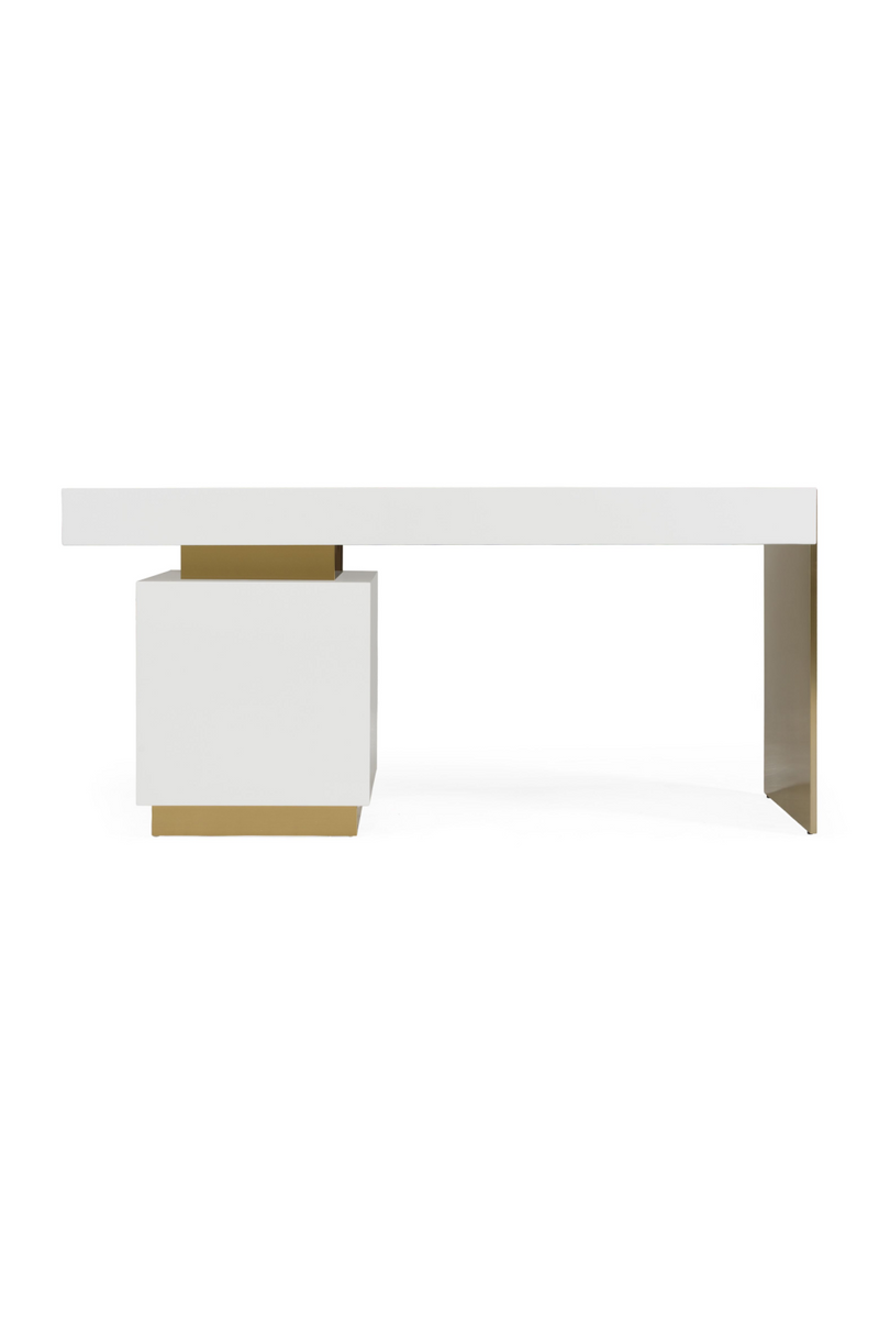 White Gloss 4-Drawer Desk | OROA Modern Trahan | Oroatrade.com