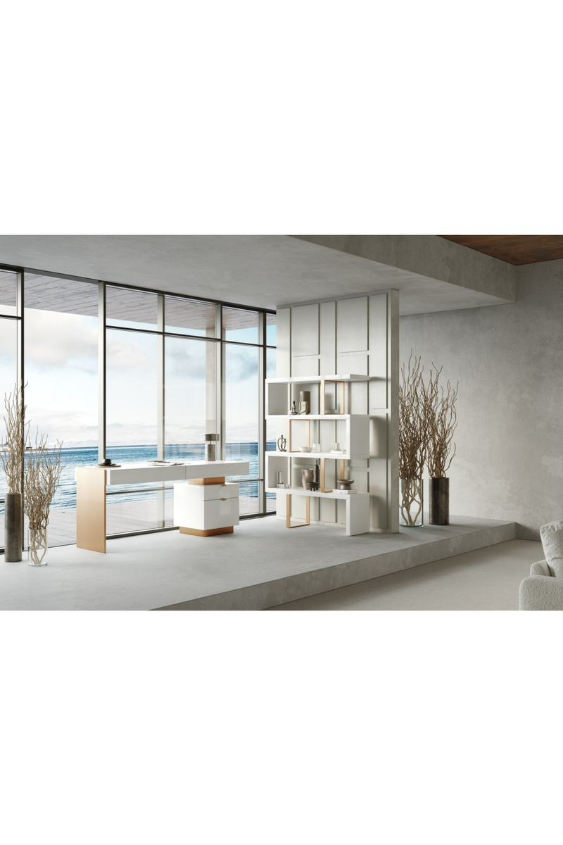 White Gloss 4-Drawer Desk | OROA Modern Trahan | Oroatrade.com