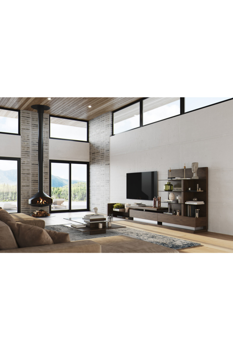 Walnut Veneer Reversible Entertainment Center | OROA Modern Jefferson | Oroatrade.com