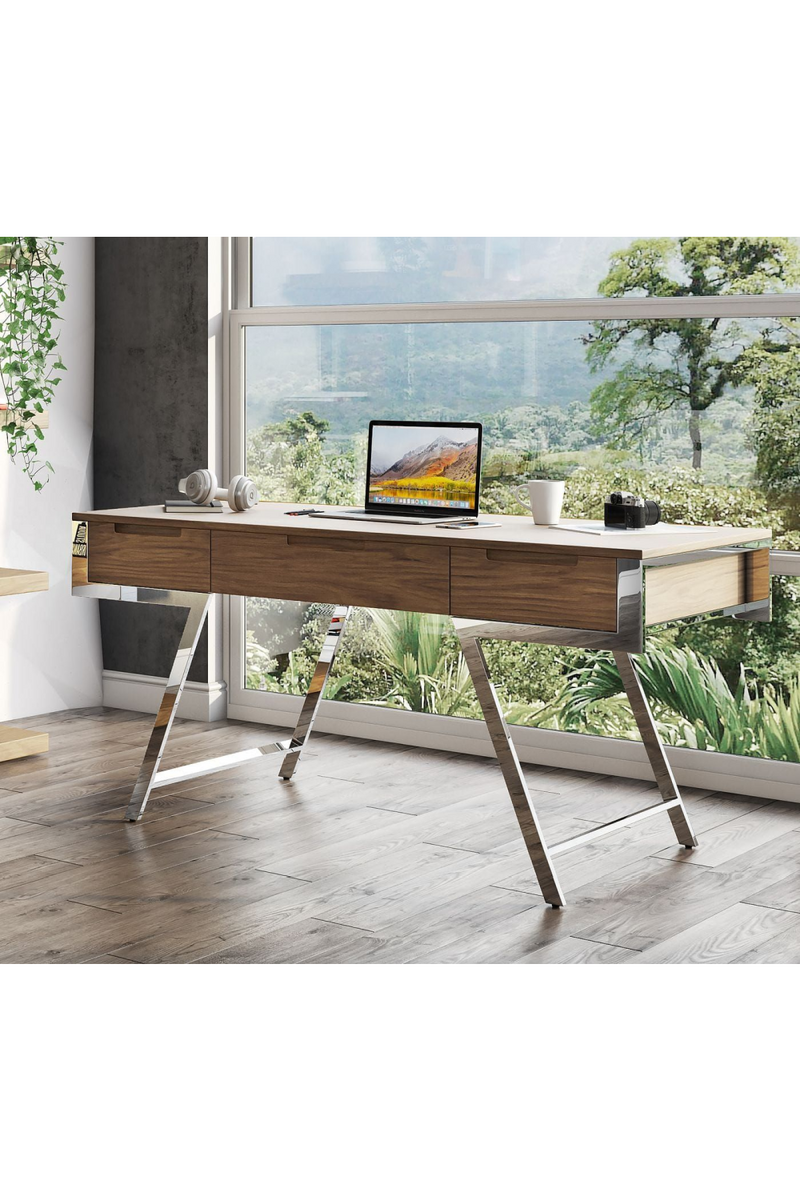 American Walnut 3-Drawer Desk | OROA Modern Dessart | Oroatrade.com