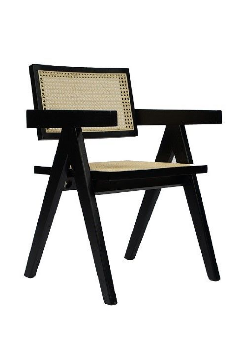 Black Framed Rattan Dining Armchair | OROA Modern Aurora