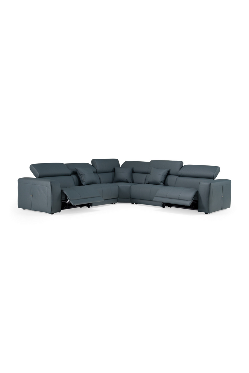 Blue Leather Recliner Sectional Sofa | OROA Modern Dalton | Oroatrade.com