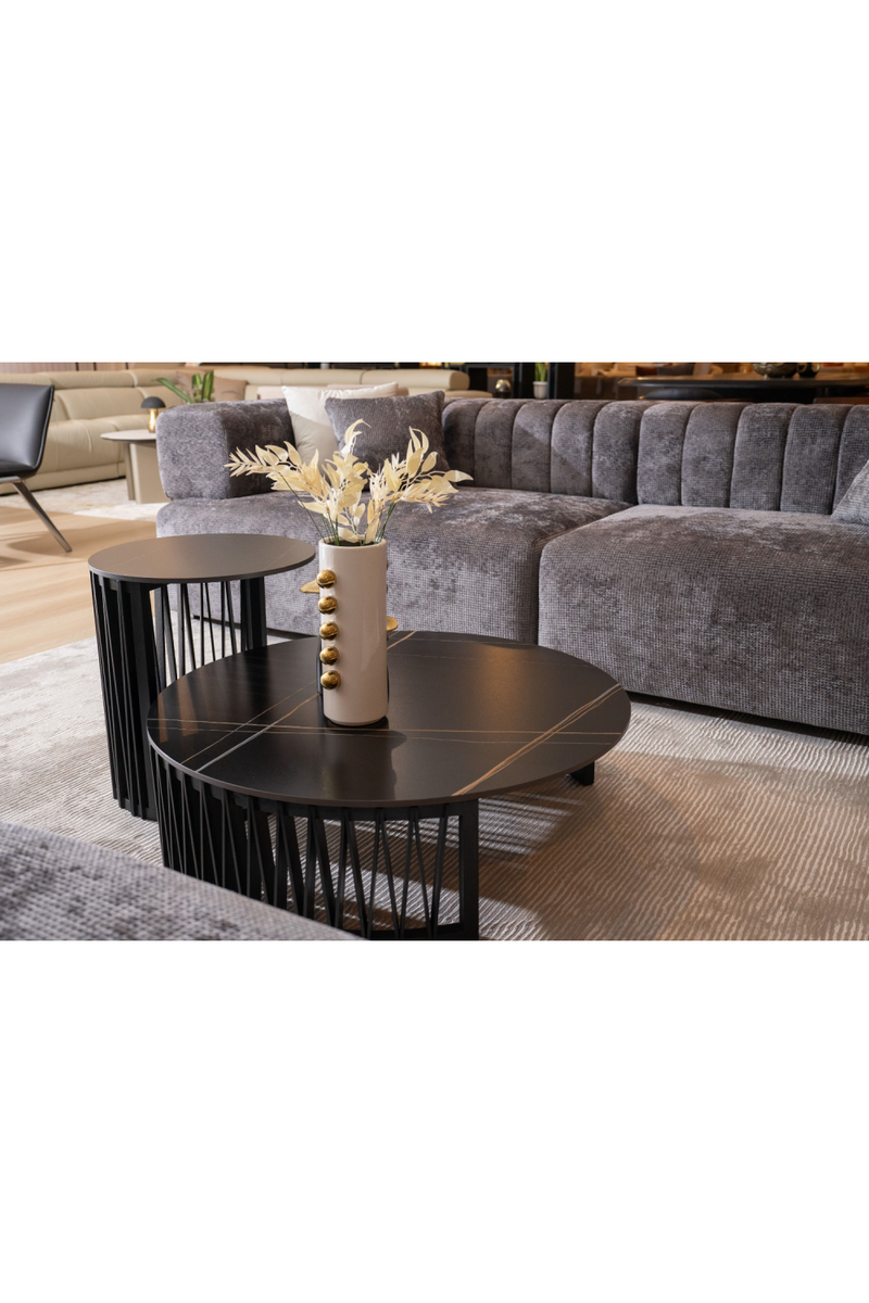Round Black Ceramic Coffee Tables (2) | OROA Modern Larimer | Oroatrade.com