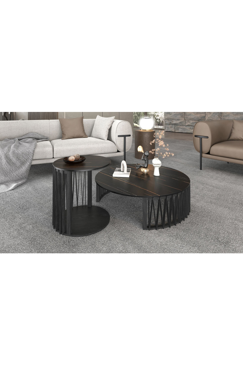 Round Black Ceramic Coffee Tables (2) | OROA Modern Larimer | Oroatrade.com