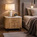 Varnished Mango Wood 2-Drawer Nightstand | OROA Modern Cambridge