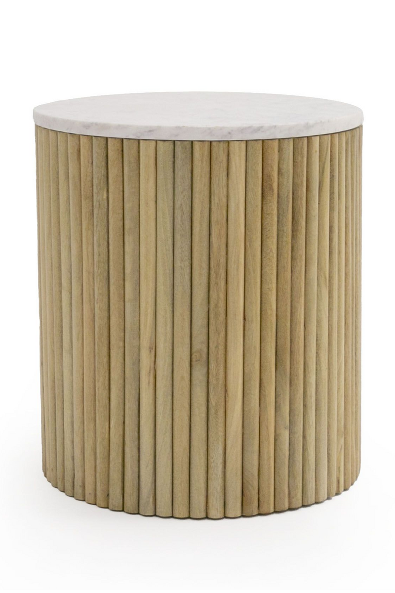 Fluted Mango Wood End Table | OROA Modern Cambridge | Oroatrade.com