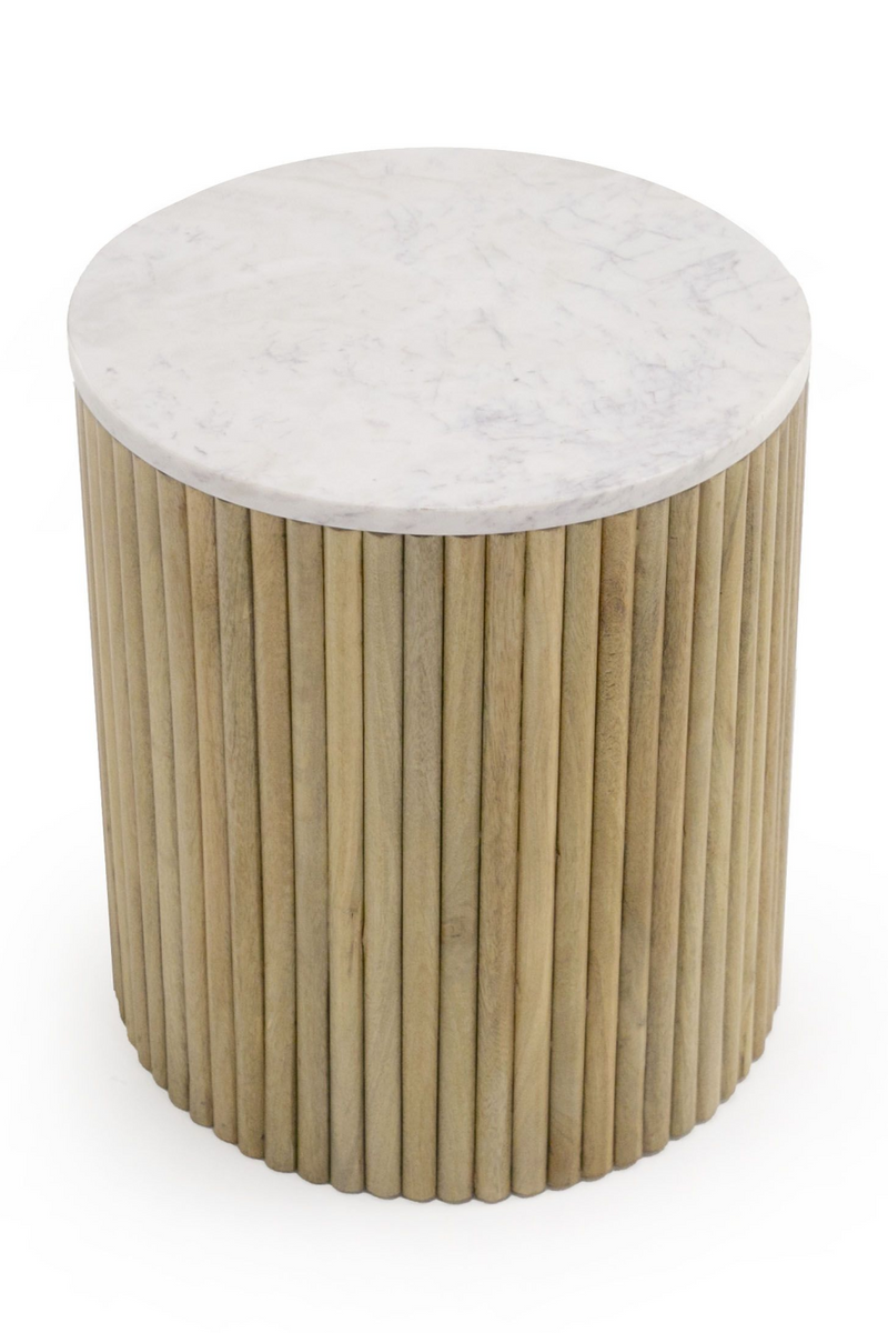 Fluted Mango Wood End Table | OROA Modern Cambridge | Oroatrade.com