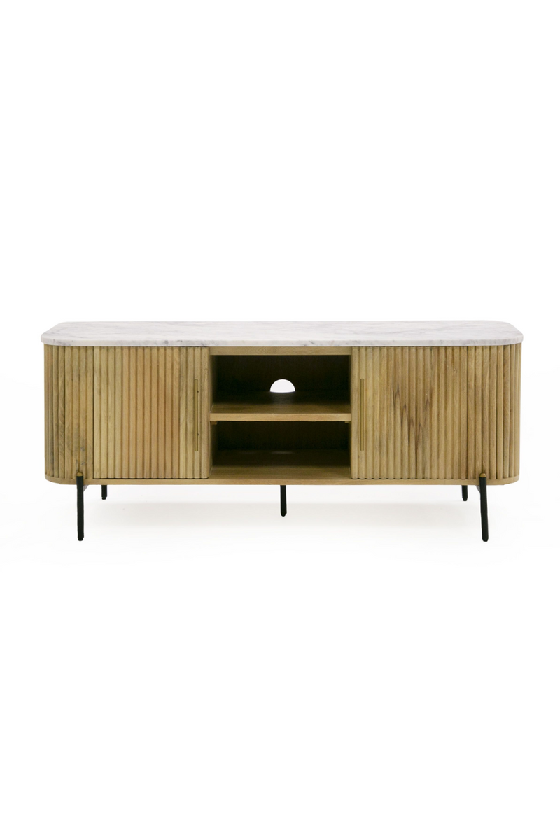 Fluted Mango Wood Media Unit | OROA Modern Cambridge | Oroatrade.com