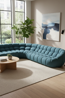 Tufted Teal Sectional Sofa | OROA Modern Yolonda