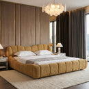 Upholstered Panel Camel Headboard Bed | OROA Modern Janine