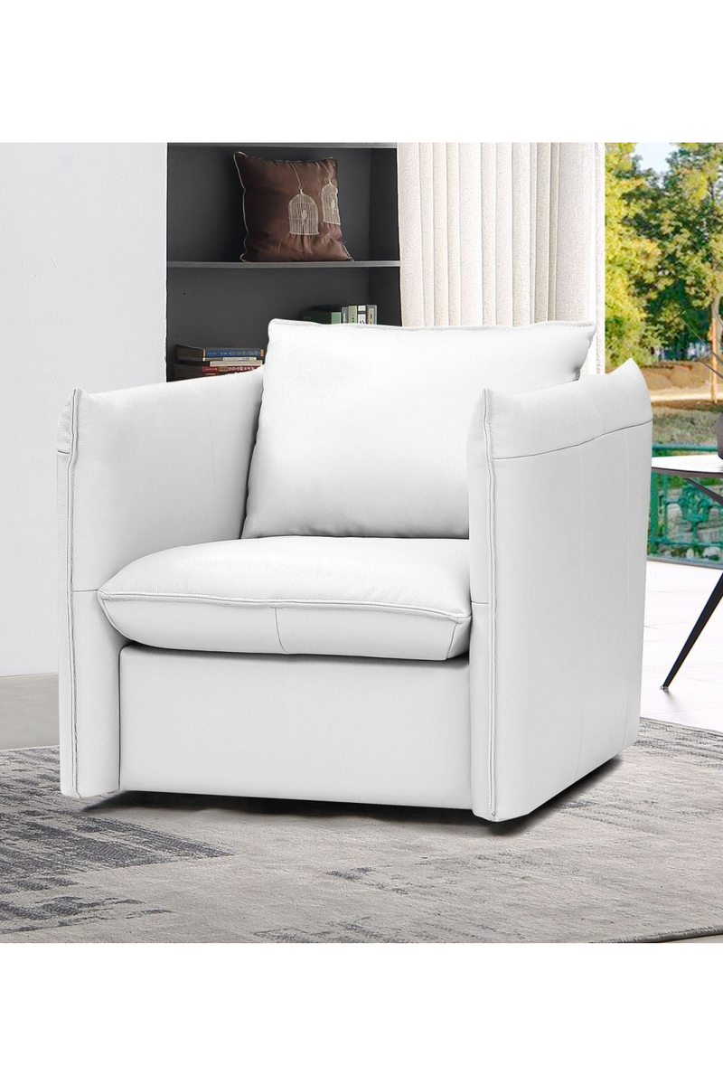 White Leather Swivel Lounge Chair | OROA Modern Tamworth | Oroatrade.com
