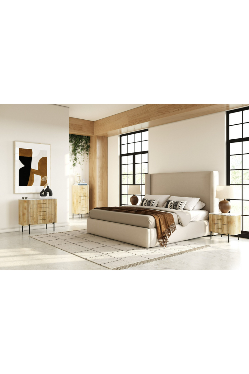 Beige Panel Headboard Bed | OROA Modern Byrne | Oroatrade.com
