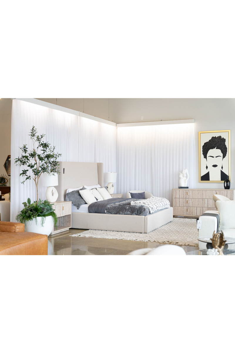 Beige Panel Headboard Bed | OROA Modern Byrne | Oroatrade.com
