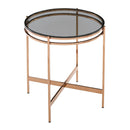 Smoked Glass Round End Table | OROA Modern Bradford