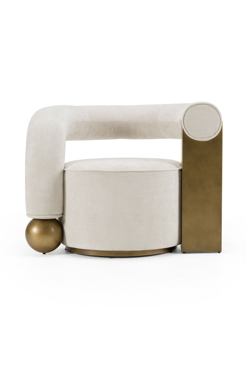 Antique Brass Beige Accent Chair | OROA Modern Tranquil | Oroa.com