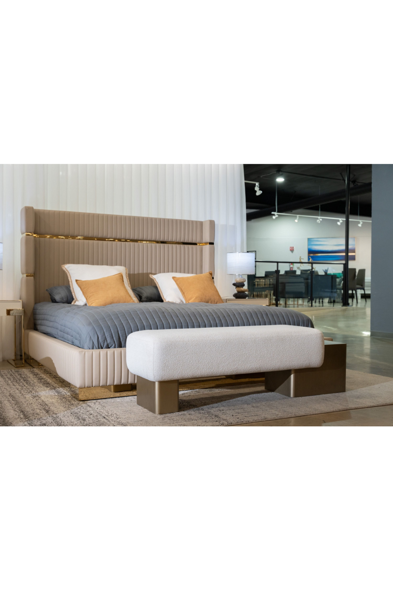 White Fabric Bench | OROA Modern Triumph