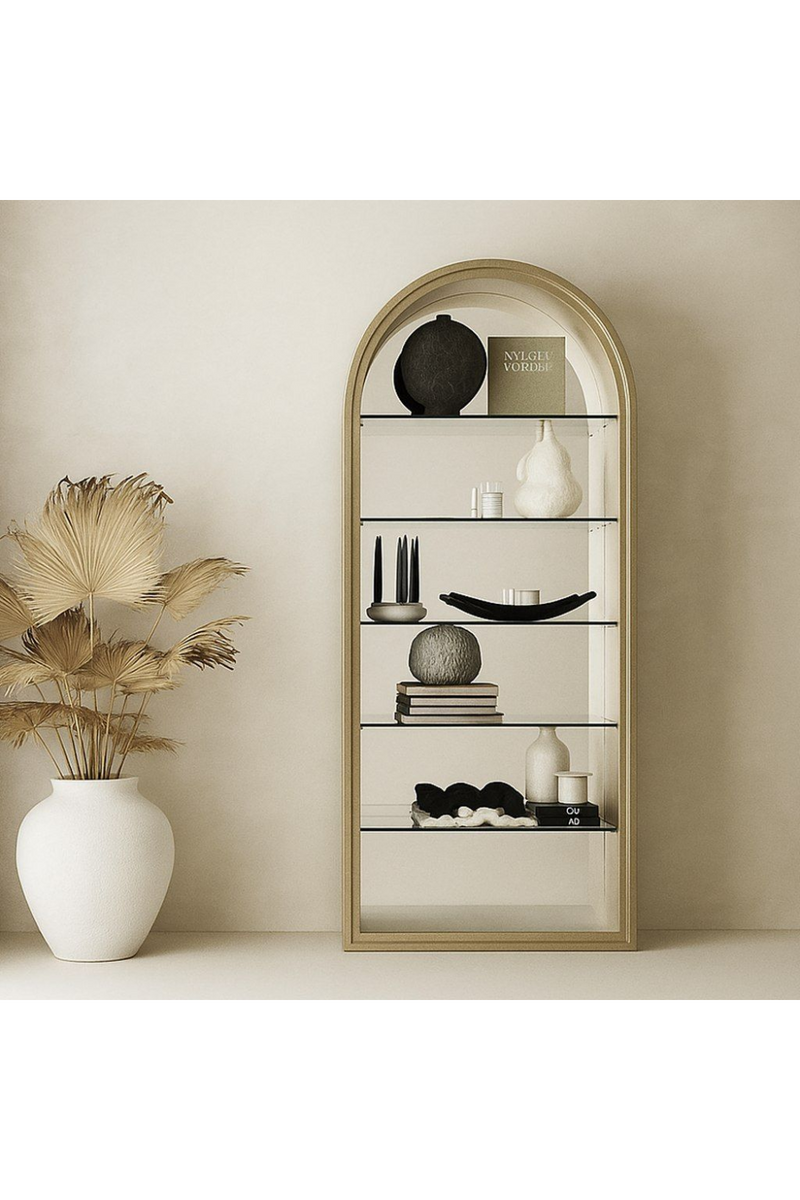 Antique Brass Arched Bookcase | OROA Modern Poise | Oroatrade.com