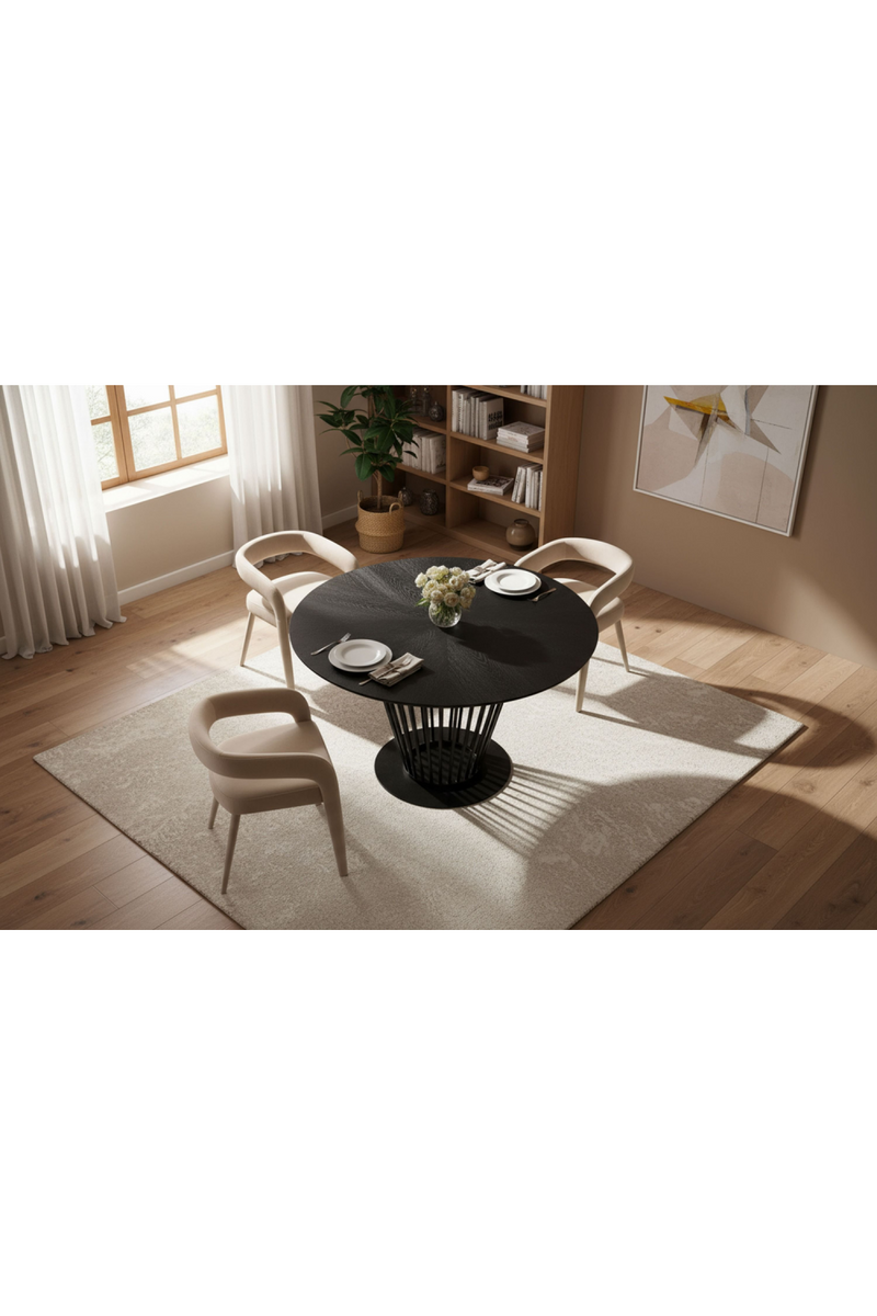 Black Oak Round Dining Table | OROA Modern Conroy | Oroatrade.com