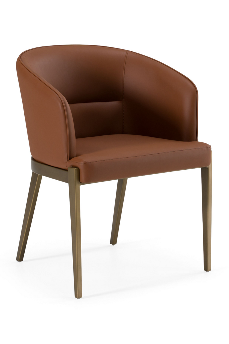 Curved Brown Leather Dining Chair | OROA Modern Aragon | Oroatrade.com