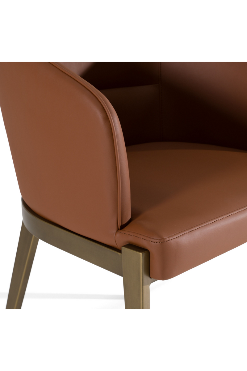 Curved Brown Leather Dining Chair | OROA Modern Aragon | Oroatrade.com