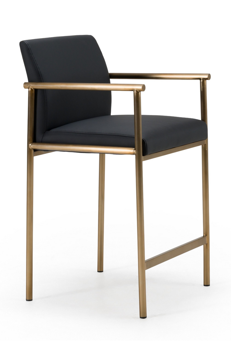 Black Vegan Leather Counter Chair | OROA Modern Custer | Oroatrade.com
