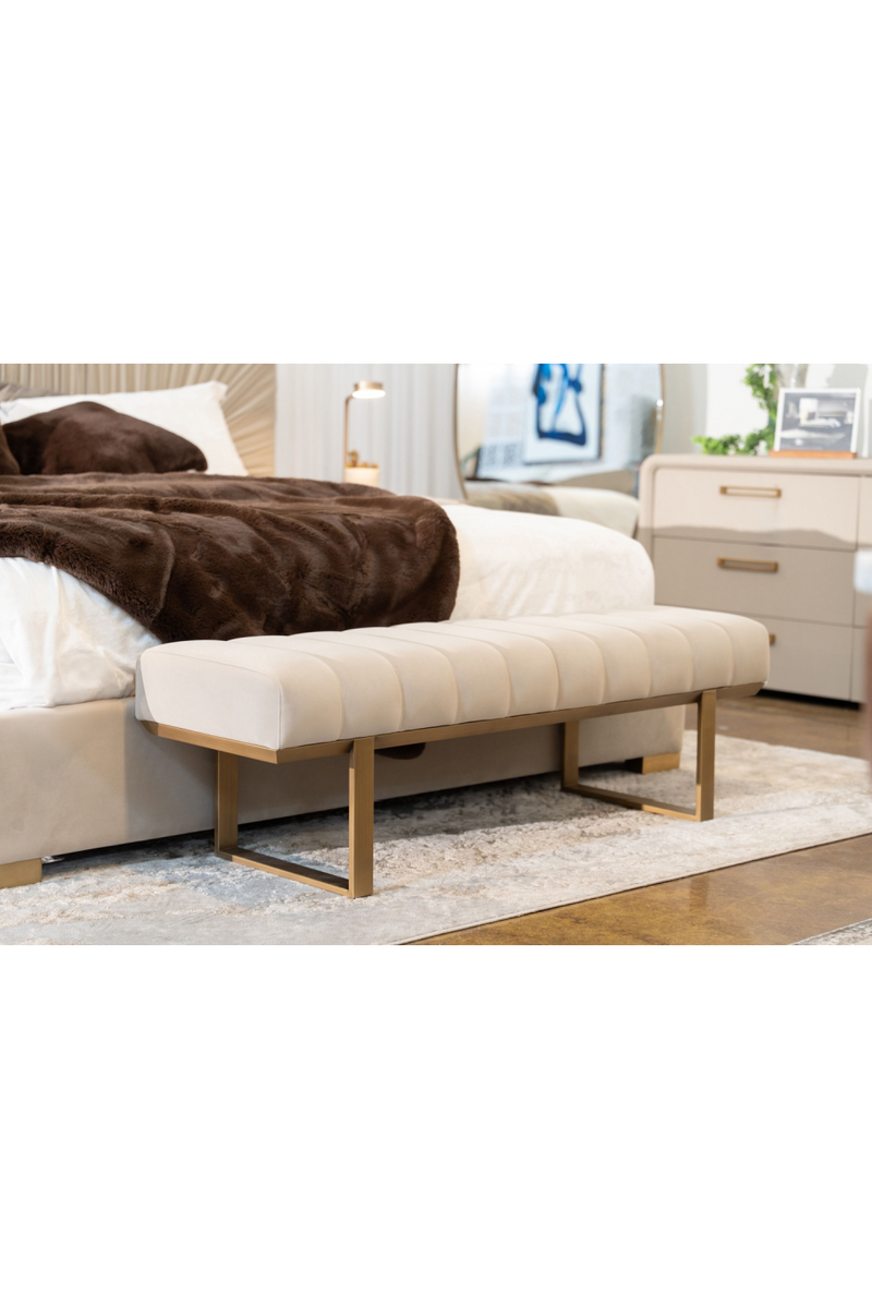 Beige Channeled Dining Bench | OROA Modern Robles | Oroatrade.com