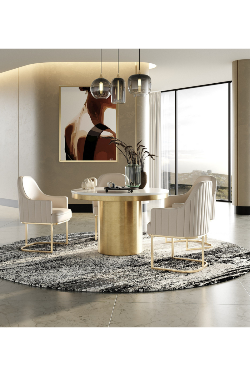 White Marble Round Dining Table | OROA Modern Rocky | Oroatrade.com