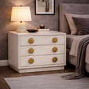 White Ash Wood 3-Drawer Nightstand | OROA Modern Marjorie