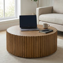 Reeded Walnut Round Coffee Table | OROA Modern Espana | Oroatrade.com