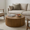 Reeded Walnut Round Coffee Table | OROA Modern Espana | Oroatrade.com
