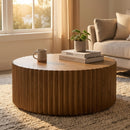 Reeded Walnut Round Coffee Table | OROA Modern Espana | Oroatrade.com