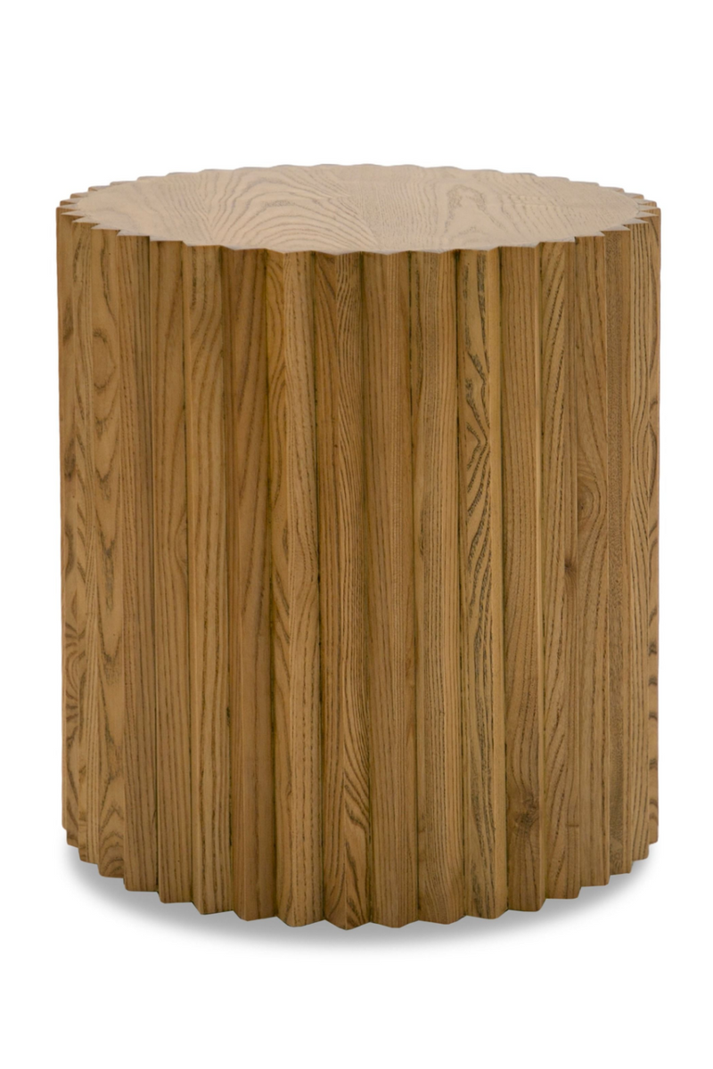 Reeded Walnut Round End Table | OROA Modern Espana | Oroatrade.com