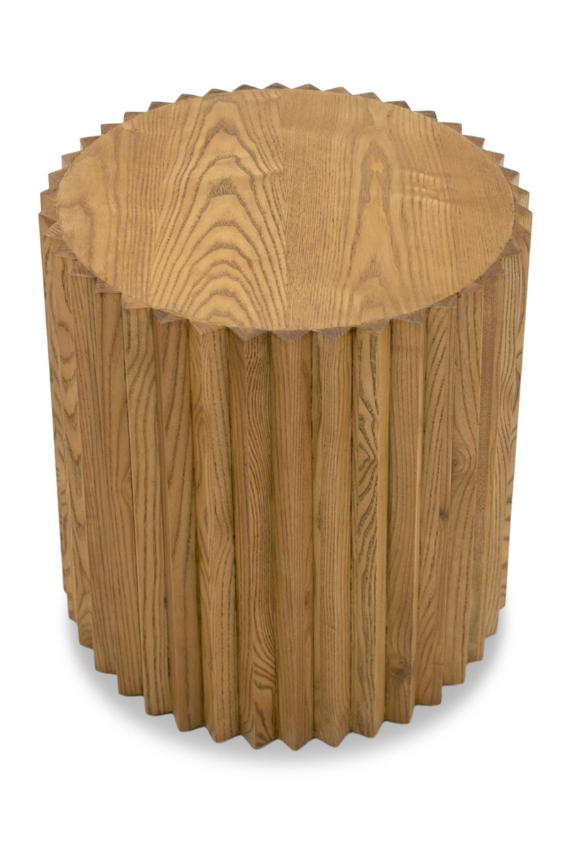 Reeded Walnut Round End Table | OROA Modern Espana | Oroatrade.com