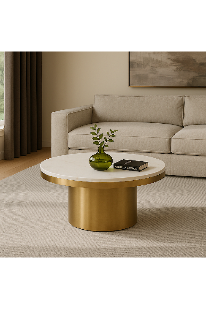 White and Gold Coffee Table | OROA Modern Rocky | Oroatrade.com