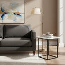 Organic-Shaped White Marble End Table | OROA Modern Aleidy