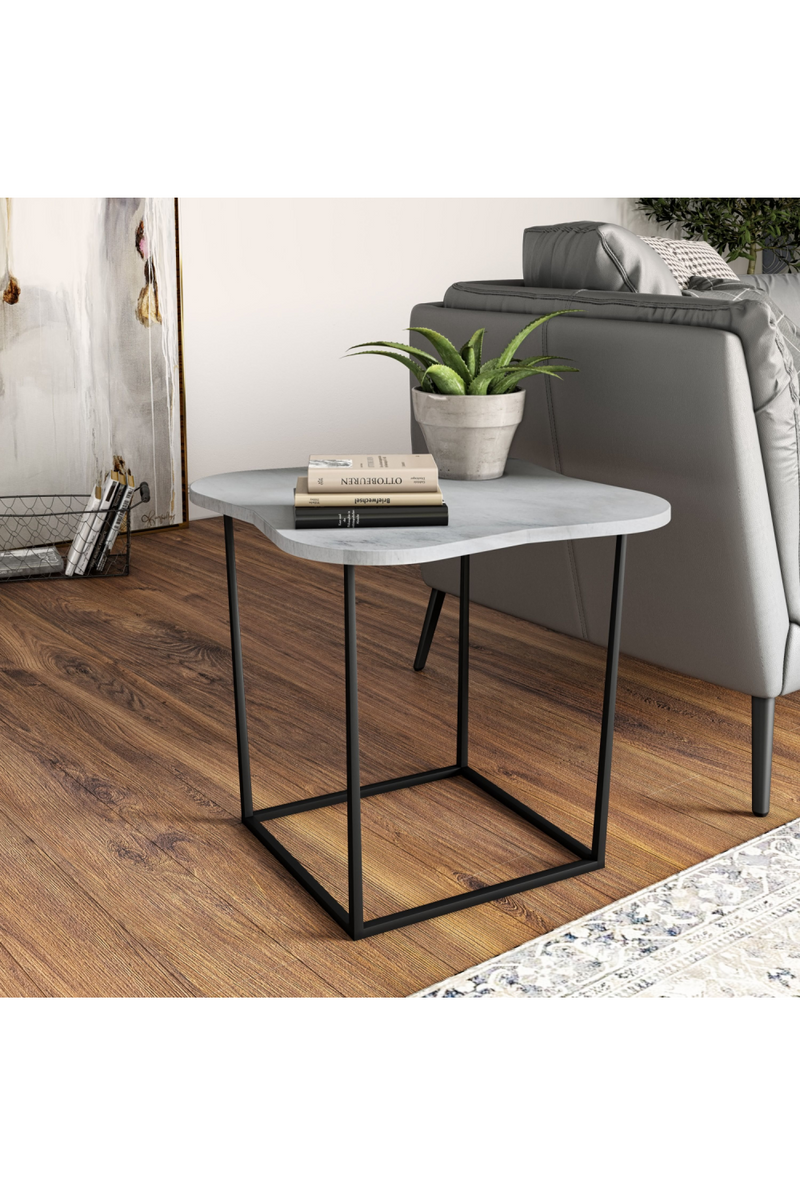 Organic-Shaped White Marble End Table | OROA Modern Aleidy | Oroatrade.com