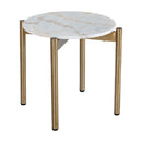 Round White Marble End Table | OROA Modern Denzel