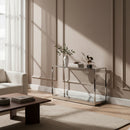 Clear Wave Glass Console Table | OROA Modern Braxton