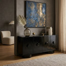 Black Wave Glass 4-Door Sideboard | OROA Modern Calexico