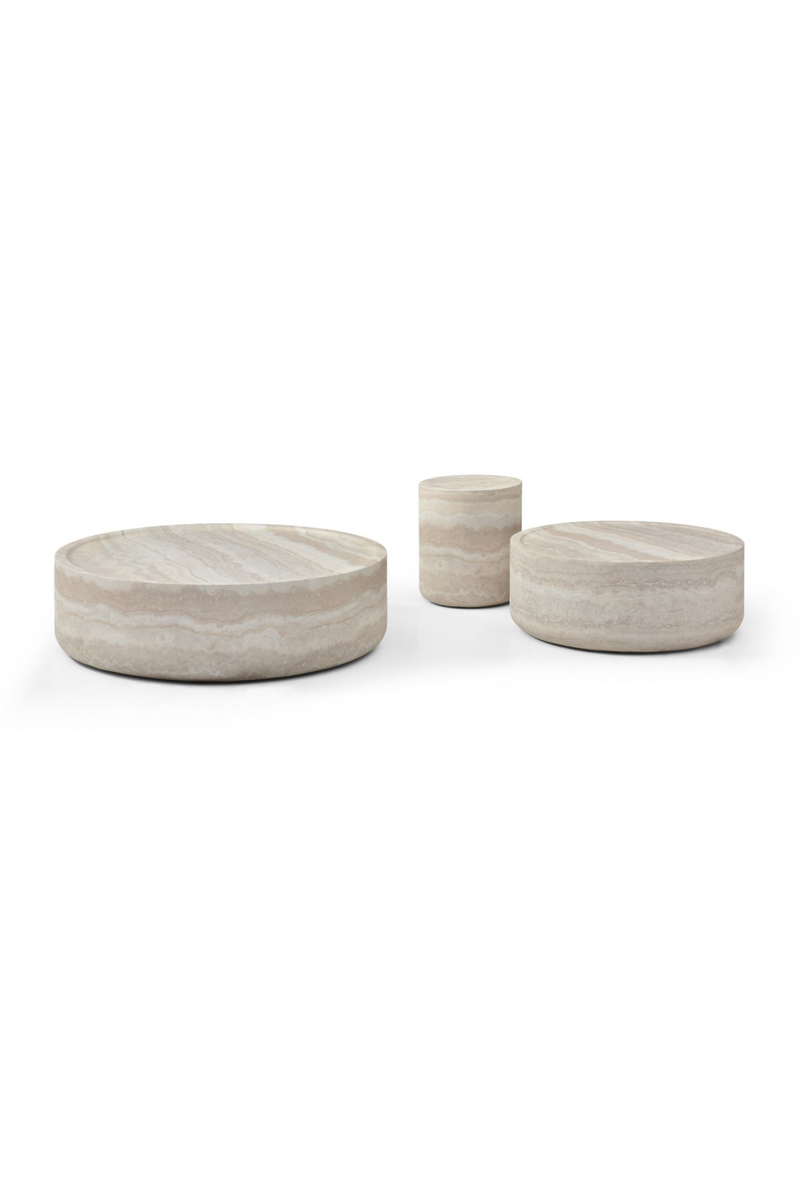 Round Travertine Finish Coffee Table | OROA Modern Benji | Oroatrade.com