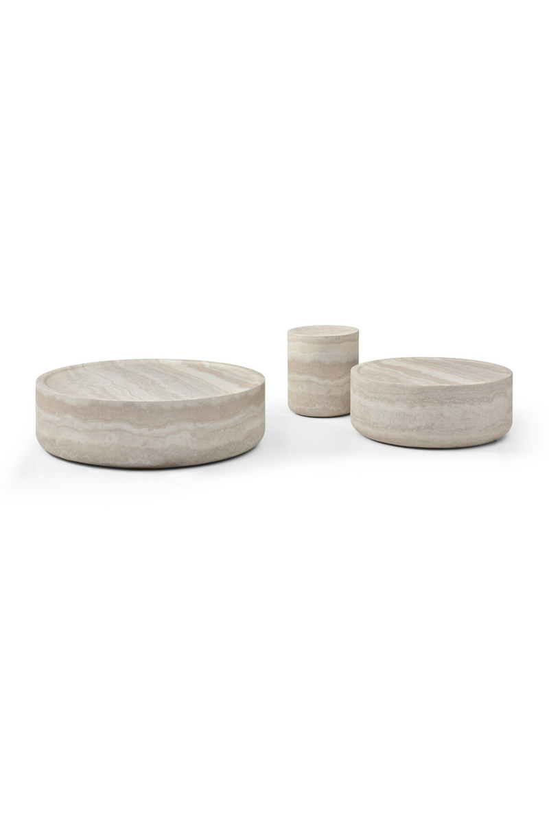 Round Travertine Finish Coffee Table | OROA Modern Benji | Oroatrade.com
