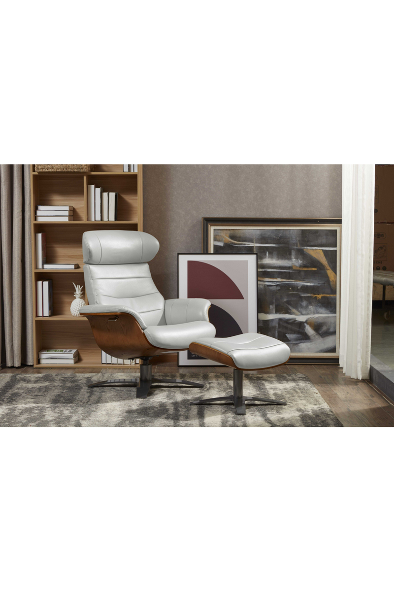 Gray Leather Swivel Chair and Ottoman | OROA Modern | Oroatrade.com